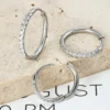 Stainless Steel Hoop Earrings with Zircon 1.2mm and Titanium Steel Ear Buckle 1.6mm Diamond