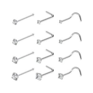 Wholesale ASTM F136 G23 Titanium Body Piercing Jewelry L Shape Bend Square Star Zircon Screws Nose Ring