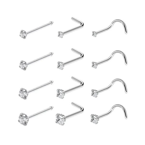 Wholesale ASTM F136 G23 Titanium Body Piercing Jewelry L Shape Bend Square Star Zircon Screws Nose Ring