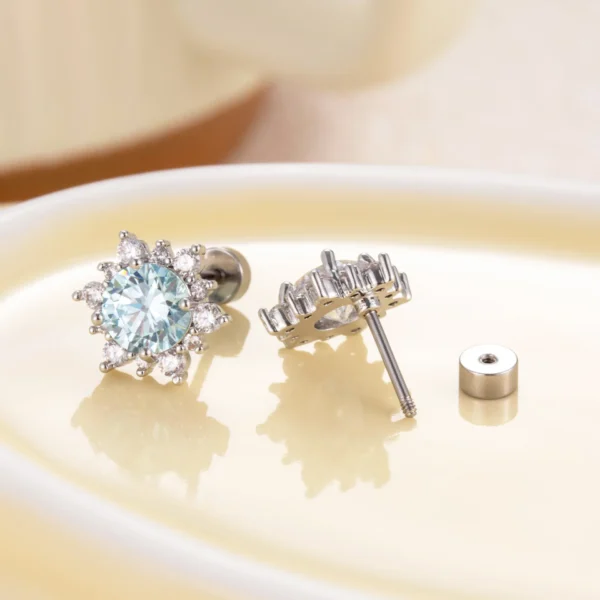 Bulk Zircon Snowflake Stainless Steel Double-Headed Removable Helix Ear Cartilage Piercing Jewelry