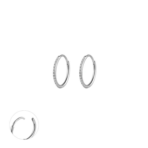 Custom Trendy Hoop Earrings 16Gclear Zircon 6Mm 8Mm 10Mm 12Mm 14Mm Large Hoop Earrings