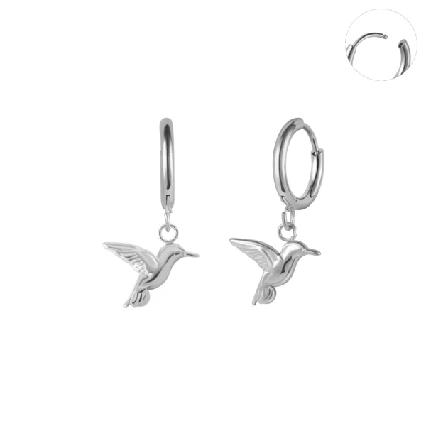 Modern Trendy Dangle Bird Earrings Wholesale Gold Plated Stainless Steel Hoop Earrings