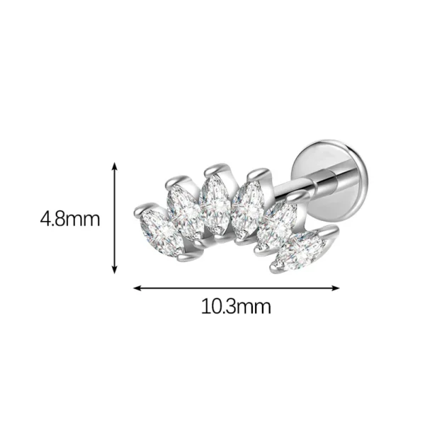 H13aa5157bc0b4198b2b62db34f4f6e007.webp Astm F136 Titanium Gold Pvd Sextet Clear Cz Internally Threaded Labret Helix Piercing Flat Back Stud Earring