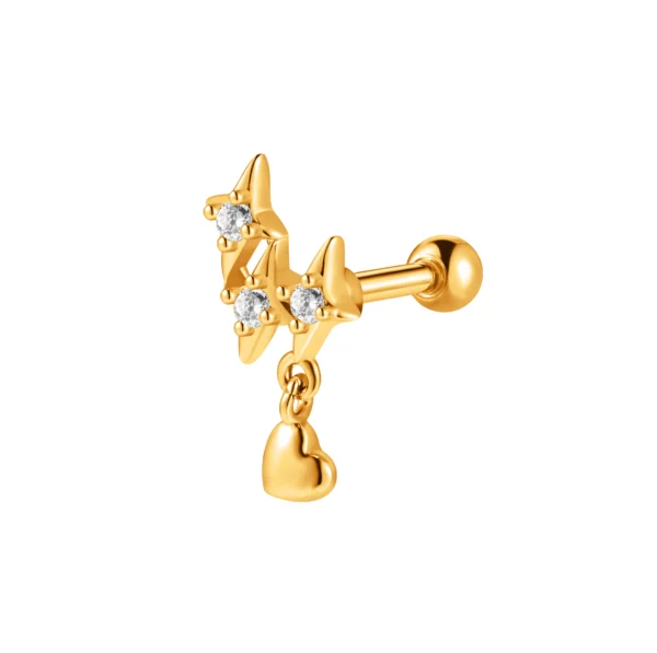H194d5b8155d14b26a9ed70e8473efe03z.webp Cartilage Stud Silver18K Gold Plated Stainless Steel Bow Heart Dangle Charm Helix Piercing Jewelry
