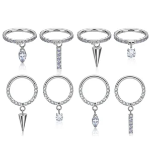 H28cd0391d97a4586aa52c4d9941ff09fs.webp G23 Titanium Round CZ Pendant 16G Septum Hoop Nose Ring Ear Tragus Cartilage Helix Conch Earrings Body Piercing Jewelry