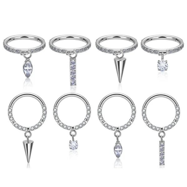H28cd0391d97a4586aa52c4d9941ff09fs.webp G23 Titanium Round CZ Pendant 16G Septum Hoop Nose Ring Ear Tragus Cartilage Helix Conch Earrings Body Piercing Jewelry