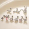 Colorful CZ Stainless Steel Helix Stud Screw Back Silver Gold Plated Butterfly Heart Ear Cartilage Tragus Conch Piercing Jewelry