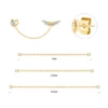 Garden Series 316 Stainless Steel Pvd Gold Plated Stud Earrings Double Stud Chain Earrings