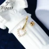 TOPOSH Eternal 14K Solid Gold Tear Zirconia Externally Threaded Belly Button Rings