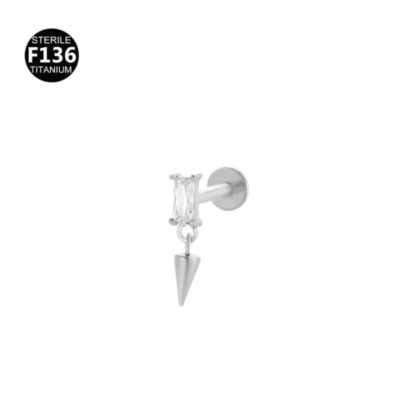 G23 F136 Titanium Drop Pear Zircon Labret Helix Piercing Hypoallergenic Nickel-Free Tassel Drop Earring Stud