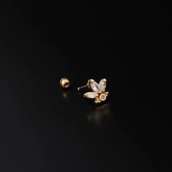 H408068bd98134f09ab25b2de2e6ee634v.webp Trendy Plated Stud Earrings With Solid Brass and Platinum Featuring Snake and Flower Designs With Zircon and Stone