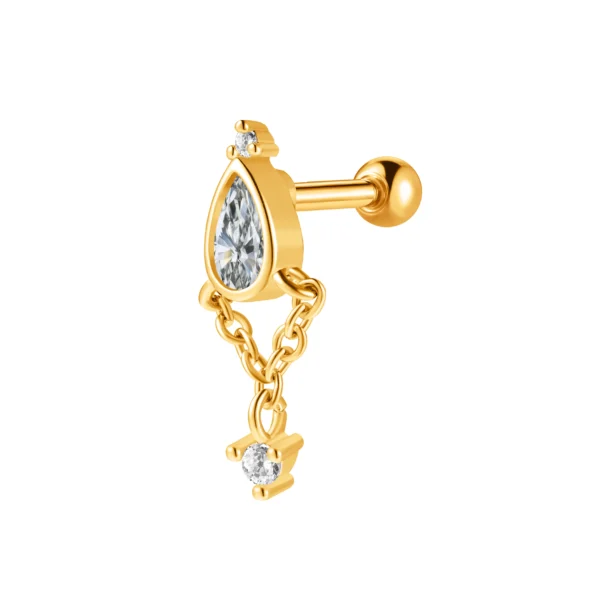 H44505b4cebd042c4b137cb13024a3471D.webp Cartilage Stud Silver18K Gold Plated Stainless Steel Bow Heart Dangle Charm Helix Piercing Jewelry