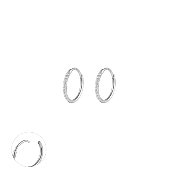 Custom Trendy Hoop Earrings 16Gclear Zircon 6Mm 8Mm 10Mm 12Mm 14Mm Large Hoop Earrings