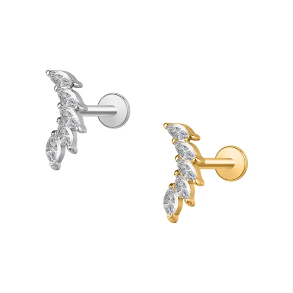 Waterproof Titanium Tiny Leaves Snake  Stud Earrings Piercing Jewelry for Women