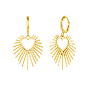 Trendy Gold Heart Dangle Earrings Gold Plated Drop Earrings Sparkling Dainty Earring for Woman
