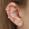 Custom Stainless Steel Horseshoe Lip Piercing Clear Zircon External Thread Cartilage Helix Ear Piercing Jewelry