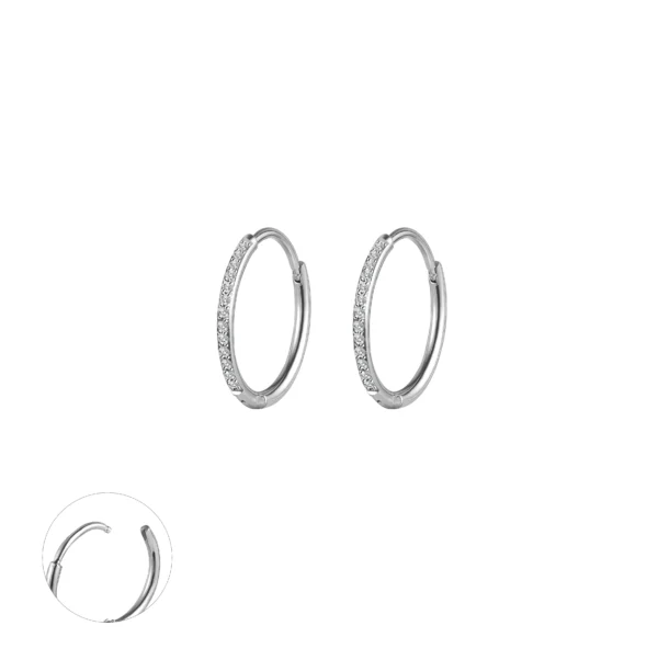 Custom Trendy Hoop Earrings 16Gclear Zircon 6Mm 8Mm 10Mm 12Mm 14Mm Large Hoop Earrings