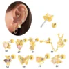 Colorful CZ Stainless Steel Helix Stud Screw Back Silver Gold Plated Butterfly Heart Ear Cartilage Tragus Conch Piercing Jewelry