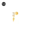 G23 F136 Titanium Drop Pear Zircon Labret Helix Piercing Hypoallergenic Nickel-Free Tassel Drop Earring Stud