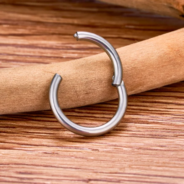 Stainless Steel Lip Hoop Hinged Opening Nose Ring Septum Body Piercing Jewelry