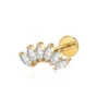H7e2e1e73ee7e4133b13240d5b0384100z.webp Astm F136 Titanium Gold Pvd Sextet Clear Cz Internally Threaded Labret Helix Piercing Flat Back Stud Earring