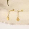 Stainless Steel Cartilage Stud Gold Cubic Pendant Dangling Star Barbell Ear Stud Piercing Jewelry