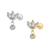 Waterproof Titanium Tiny Leaves Snake  Stud Earrings Piercing Jewelry for Women