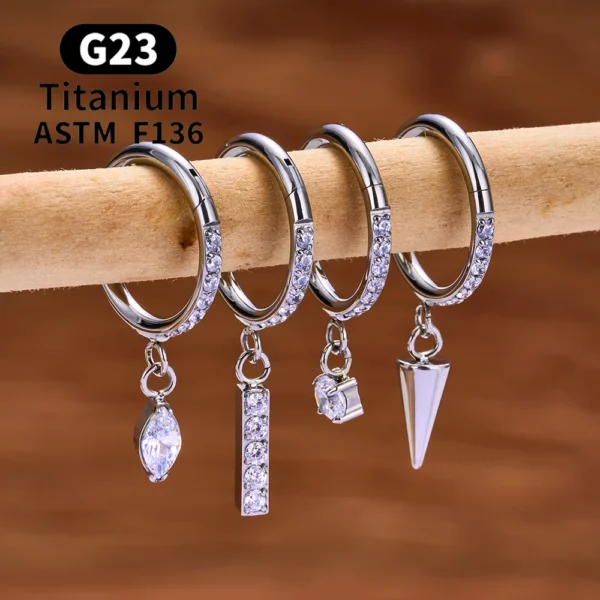 H8ba4b087e463407abcb2f959b6c52d08h.webp G23 Titanium Round CZ Pendant 16G Septum Hoop Nose Ring Ear Tragus Cartilage Helix Conch Earrings Body Piercing Jewelry