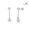 Stainless Steel Cartilage Stud Gold Cubic Pendant Dangling Star Barbell Ear Stud Piercing Jewelry