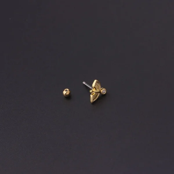 pink Style Personality Totem Stud Earrings Minimalist Gold Stainless Steel Earring Angel wings Earrings