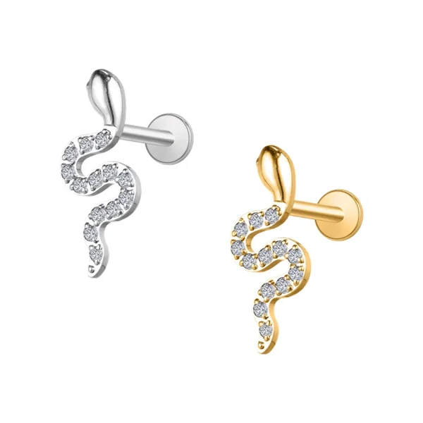 Waterproof Titanium Tiny Leaves Snake  Stud Earrings Piercing Jewelry for Women