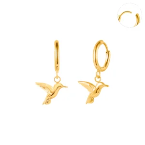 Modern Trendy Dangle Bird Earrings Wholesale Gold Plated Stainless Steel Hoop Earrings