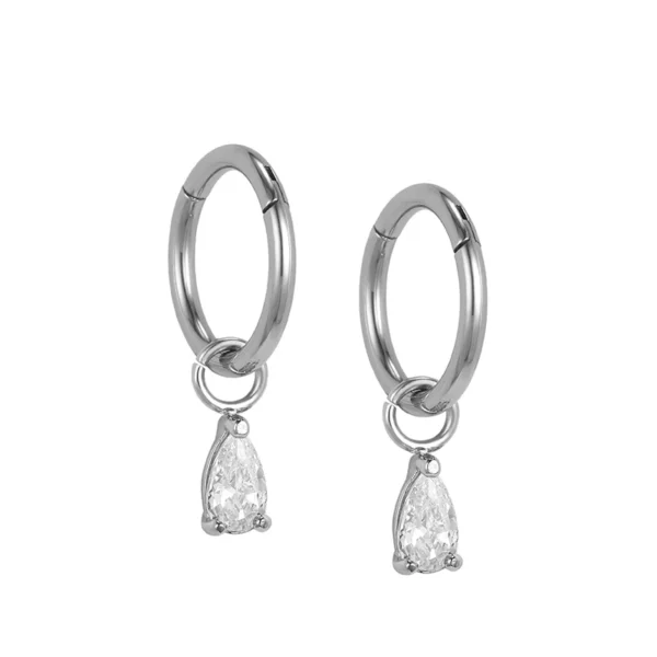 Gemstone Earrings Jewelry for Women  Tear Drop Diamond Zircon Huggie Hoop Earrings