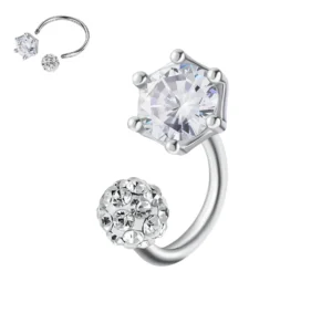 Custom Stainless Steel Horseshoe Lip Piercing Clear Zircon External Thread Cartilage Helix Ear Piercing Jewelry