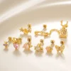 Colorful CZ Stainless Steel Helix Stud Screw Back Silver Gold Plated Butterfly Heart Ear Cartilage Tragus Conch Piercing Jewelry