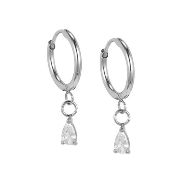 Gemstone Earrings Jewelry for Women  Tear Drop Diamond Zircon Huggie Hoop Earrings