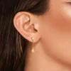 Stainless Steel Cartilage Stud Gold Cubic Pendant Dangling Star Barbell Ear Stud Piercing Jewelry