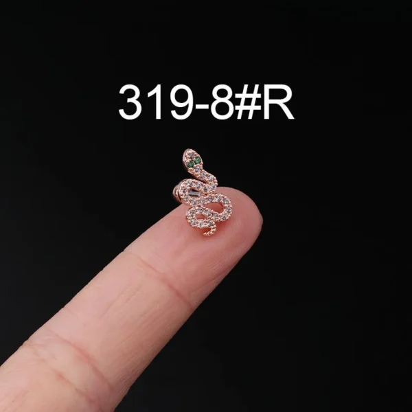 He6c4af10cbb84e0cb24094111c672235U.webp Trendy Plated Stud Earrings With Solid Brass and Platinum Featuring Snake and Flower Designs With Zircon and Stone
