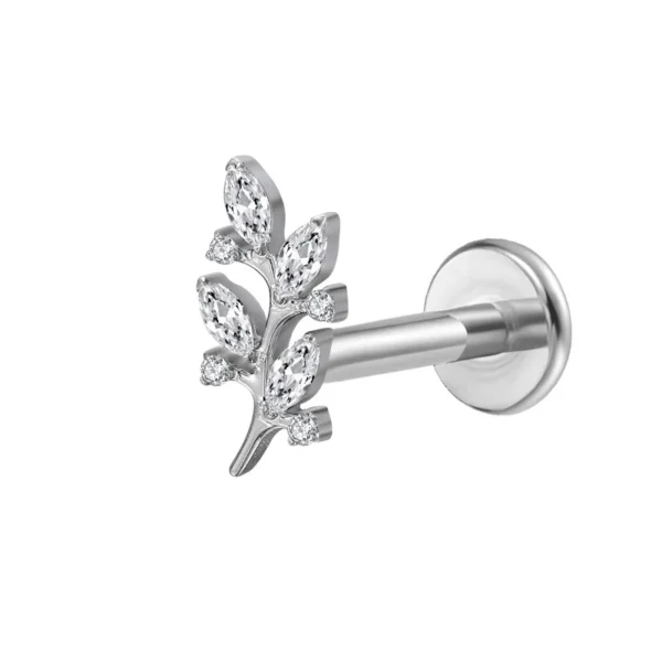 Hf0fbc20774c444c4935ed68dcb9cf4fbs.webp F136 Titanium Labret Stud Leaf Shape Diamond Internally Threaded Flat Back Helix Piercing Jewelry
